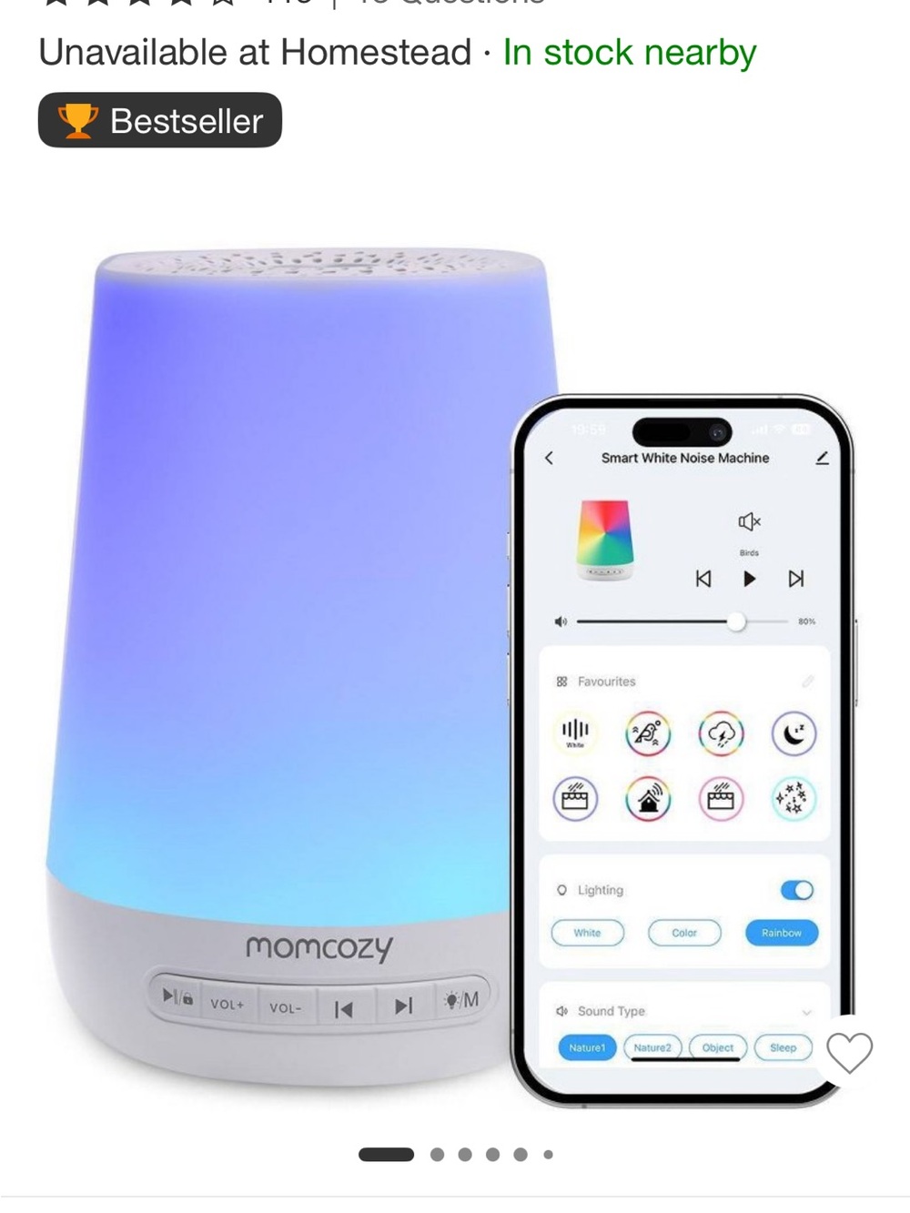 Momcozy Smart White Noise Machine - White - Picture 3 of 3